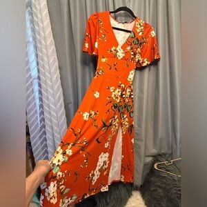 Velvet Torch Nordstrom  orange floral dress. s NWT Easter 113